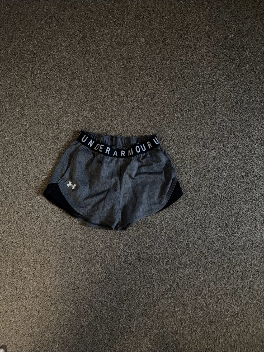 Under Armour Women's Charcoal Gray Athletic Shorts with Branded Waistband